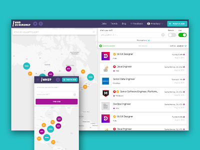 Who is hiring? board job layout lipiarz listing map search ui ux whoishiring