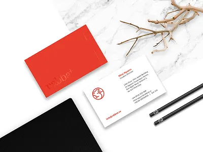 Rabbat Stationery bat branding circle creative grid logo mark moon rabbat rabbit red stationery vietnam