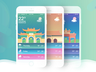 Colorful weather app illustrations ui