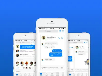 Messenger Home Page card view facebook messenger ui ux
