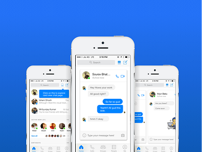 Messenger Home Page card view facebook messenger ui ux