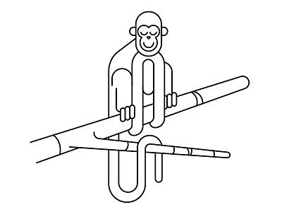 Monkey coloring book illustration jungle monkey tree