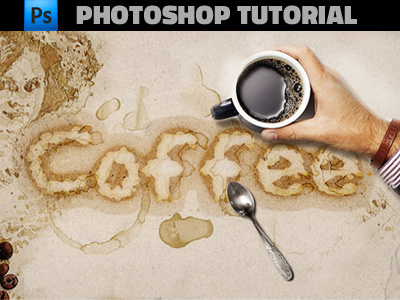 Coffee Stains Text Photoshop Tutorial coffee brushes photoshop coffee photoshop coffee stain photoshop coffee stain text photoshop