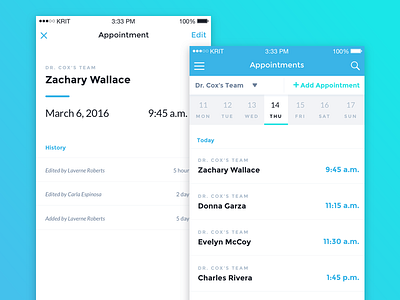 Appointments app appointments calendar healthcare ios medical mobile ui ux