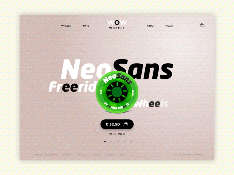 Wheel Shop animation pagination typography ui ux