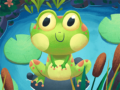 Frog cattails frog illustration pond