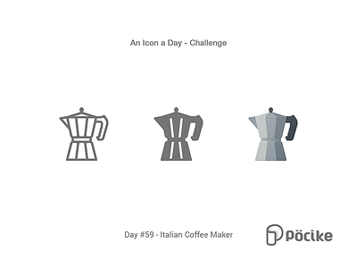 Icon Challenge Day 59 Italian Coffee Maker coffee espresso flat glyph icon italian line maker material retro solid