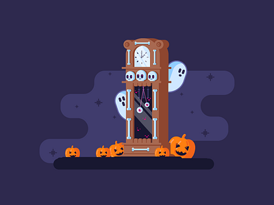 Tic Toc Tic Toc bones clock fog ghost graphicdesign halloween illustration pumpkins scary