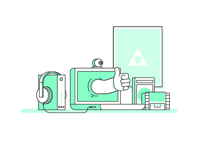 Gaming Community community gaming hand icon illustration nintendo retro snes streaming stroke thumbs up vector