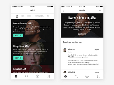 Reddit AMA iOS App Concept - Home app design ios mobile sketch wip