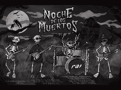 Noche de Los Muertos Poster dance dia de los muertos gig poster poster skeleton smoke spooky