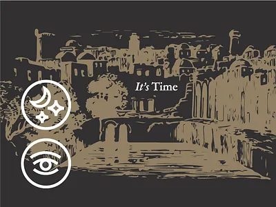 It's Time garamond icons illuminati sauron typography