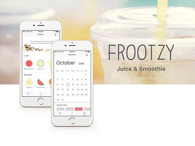 Frootzy app fruit juice smoothie ui ux