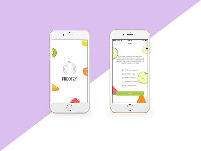 Frootzy app brand identity fresh fruit fun juice logo minimalism modern smoothie ui ux