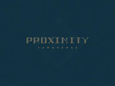 Proximity Townhomes brand identity logo mark townhomes typography