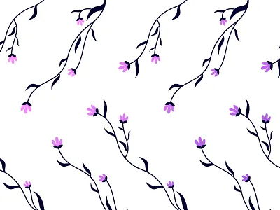 graveyard florals black floral flowers illustration pattern pink purple vines