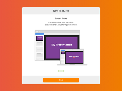 Screen Share education feature modal onboarding popover progress walkthrough