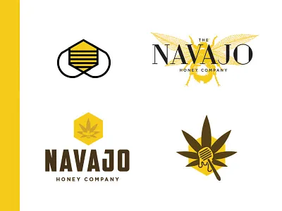 Navajo Honey bee branding hemp honey icon illustration logo marijuana type typography yellow