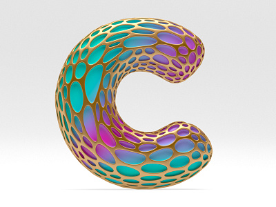 Letter C 3d calligraphy handlettering lettering type typography voronoi