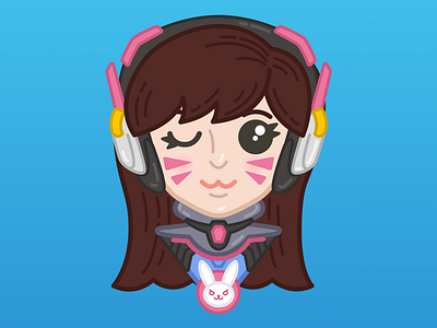 Game On d.va illustration overwatch portrait vector videogames