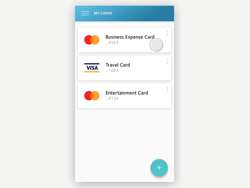 Credit Card App animation card design flat flinto material motion design simple ui visual design