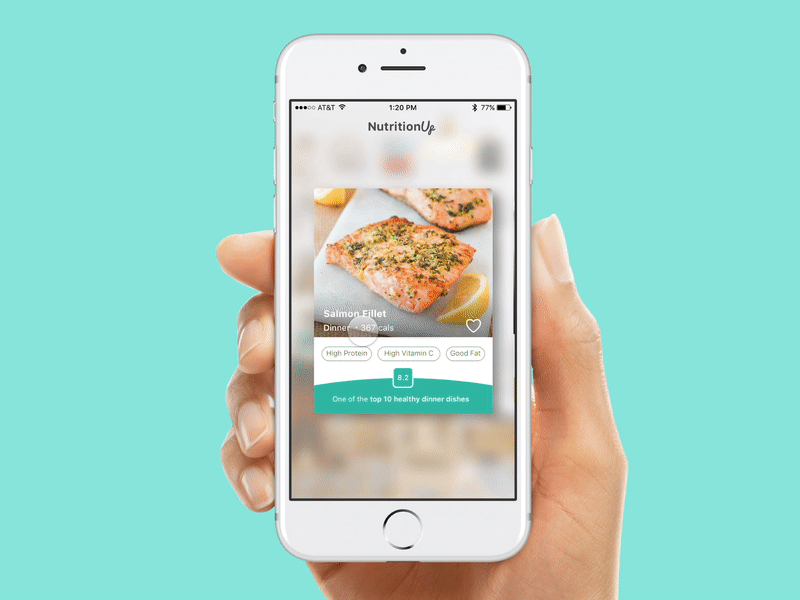 NutritionUp ∙ Card Prototype animation design framer mobile prototype tools ui ux