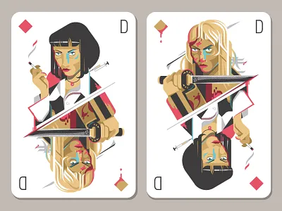 Uma Thurman beatrix kiddo card set doppelpack illustration kiddo kill bill killbill mia wallace pulp fiction uma umathurman