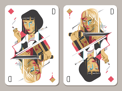 Uma Thurman beatrix kiddo card set doppelpack illustration kiddo kill bill killbill mia wallace pulp fiction uma umathurman