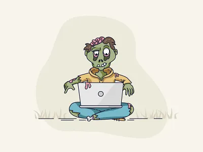 Zombie Developer helloween icon illustration line art vector zombie