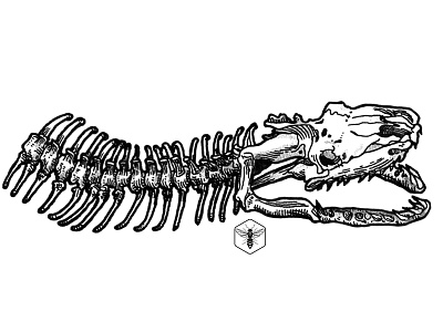 No More Biting ink inktober monster skeleton snake