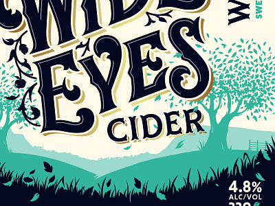 Wide Eyes Cider crop branding customtype design identity illustration label labeldesign lettering logo package retro