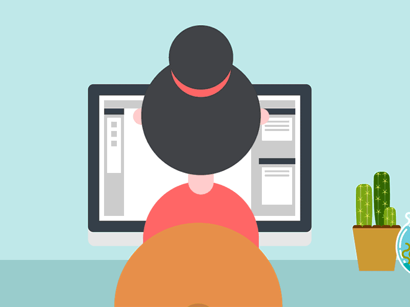 Secretary at work animation art direction motion design motion graphics office