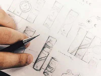 Behind the scenes branding brandmark cosmetic design geometry graphicdesign idea logo logotype minimal packaging sketch