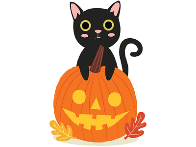 Happy Halloween autumn black cat cat childrens illustration halloween pumpkin