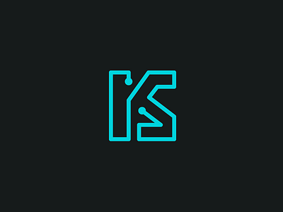 KS + Circuit brand branding circuit board connection line data abstract electronic electric home appliances k s initial ks monogram lettering wordmark logo identity modern electron tech technology