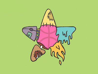 Star dribbble fire illustration space star