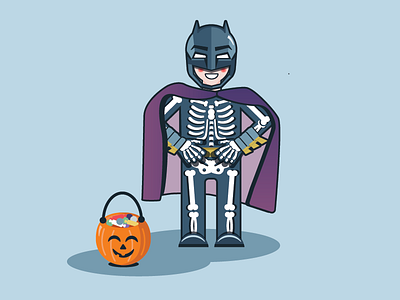 Bat to the Bone batman character child halloween pumpkin skeleton trick or treat