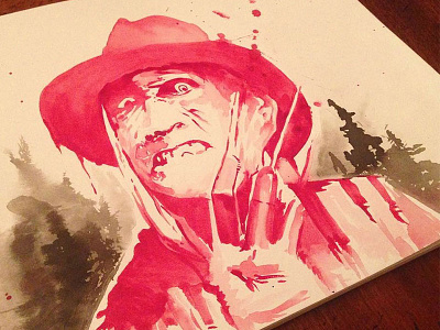 Freddy color halloween illustration paint painting process watercolor wip