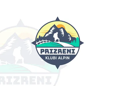 Prizreni - Hiking Logo alps compas forest hiking kosovo logo mountain nature prizren road sunset walk