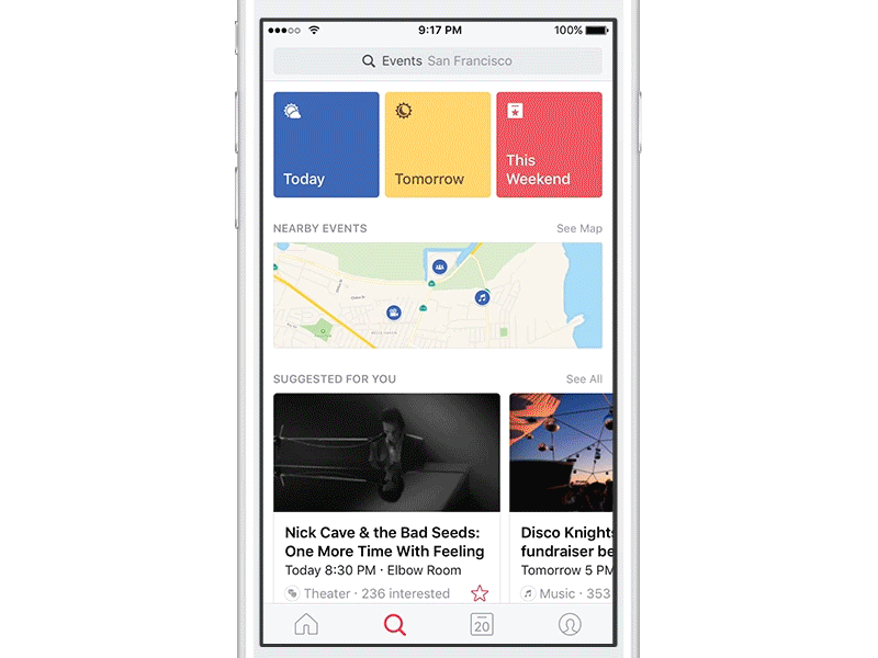Events from Facebook events facebook ios map mobile