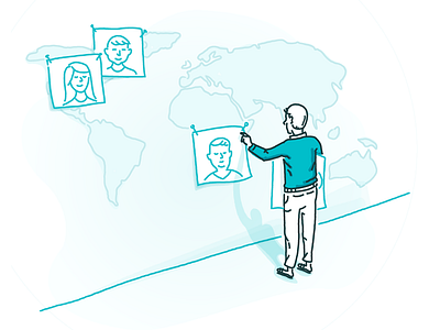 Sourcing Specialists hand drawn line map source team