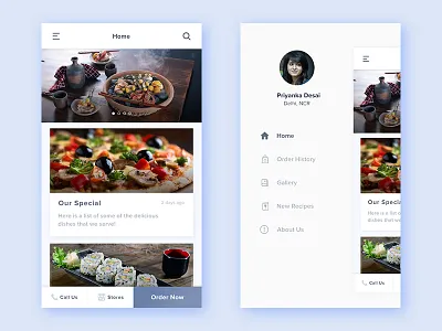 Ios Minimal Side Nav for food App app clean food grey screen ios menu minimal nav navigation order side