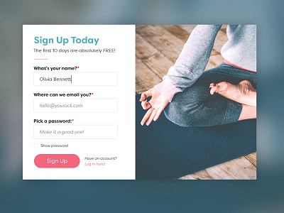 Sign Up | Week 1 | Weekly UI challenge dailyui meditation sign up ui web yoga