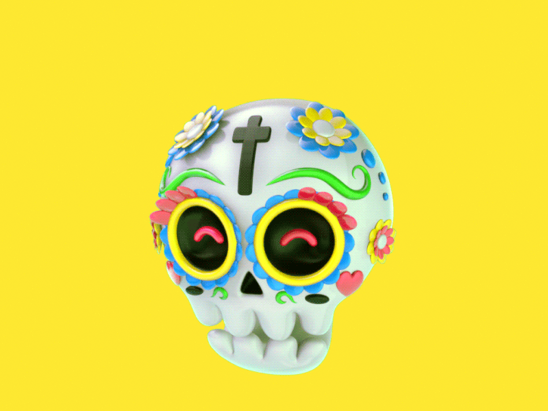 Sugar Skull 3d c4d cinema 4d day of the dead dia de muertos eyedesyn gif skull sugar skull