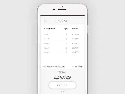 Invoice - Daily UI #46 dailyui invoice letter list mail payment price receipt total