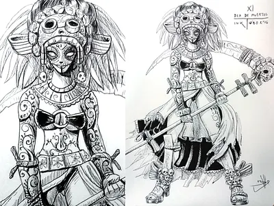 Catrina Maya Inktober 2016 catrina diademuertos inktober inktober2016 maya