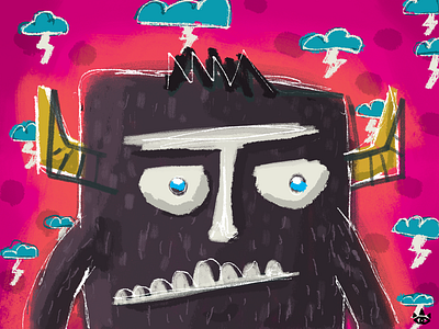 Day 29 Demon: Being in a funk 30 day challenge color demon illustration inktober