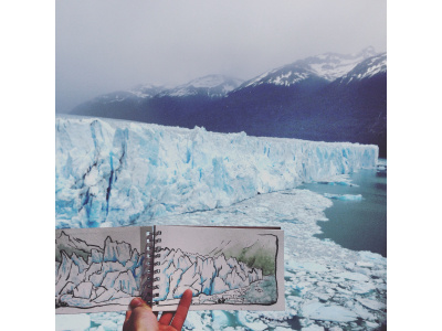 Southern Patagonia Ice Fields 2d illustration ink sketchbook watercolor