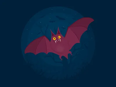 Bat bat cute dar flat halloween icon illustration