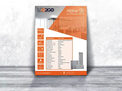 Led2go Flyer alpha dimmable down light led lumens sales voltage